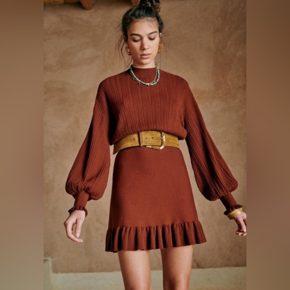 Sezane Dresses & Skirts - NEW Sezane Carlie Dress in Brown / Dark Orange | size S